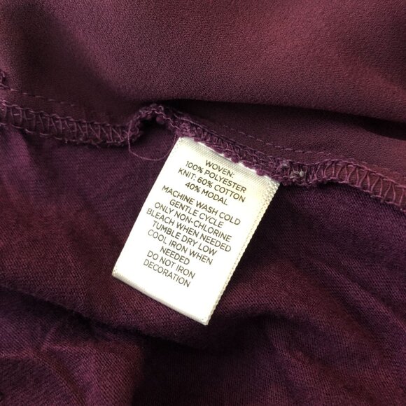 Loft Outlet Womens Purple 3/4 Sleeve Ruffle Scoop Neck Top Size M - Picture 4 of 4